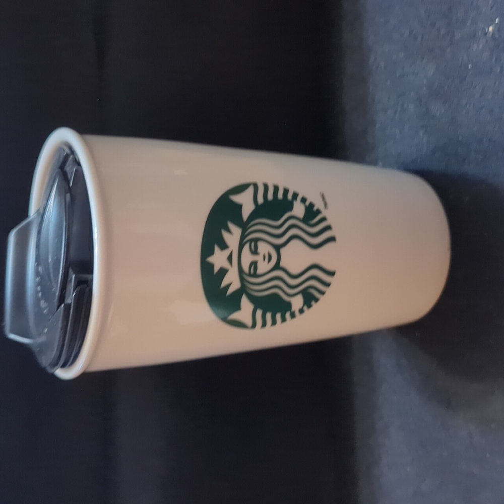 Starbucks Beige Tumbler with Green Logo
